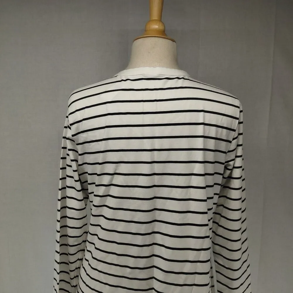 NWT Old Navy LS Knee Length Crew Neck T-Shirt Dress White w/ Black Stripe Sz XL - Picture 5 of 8